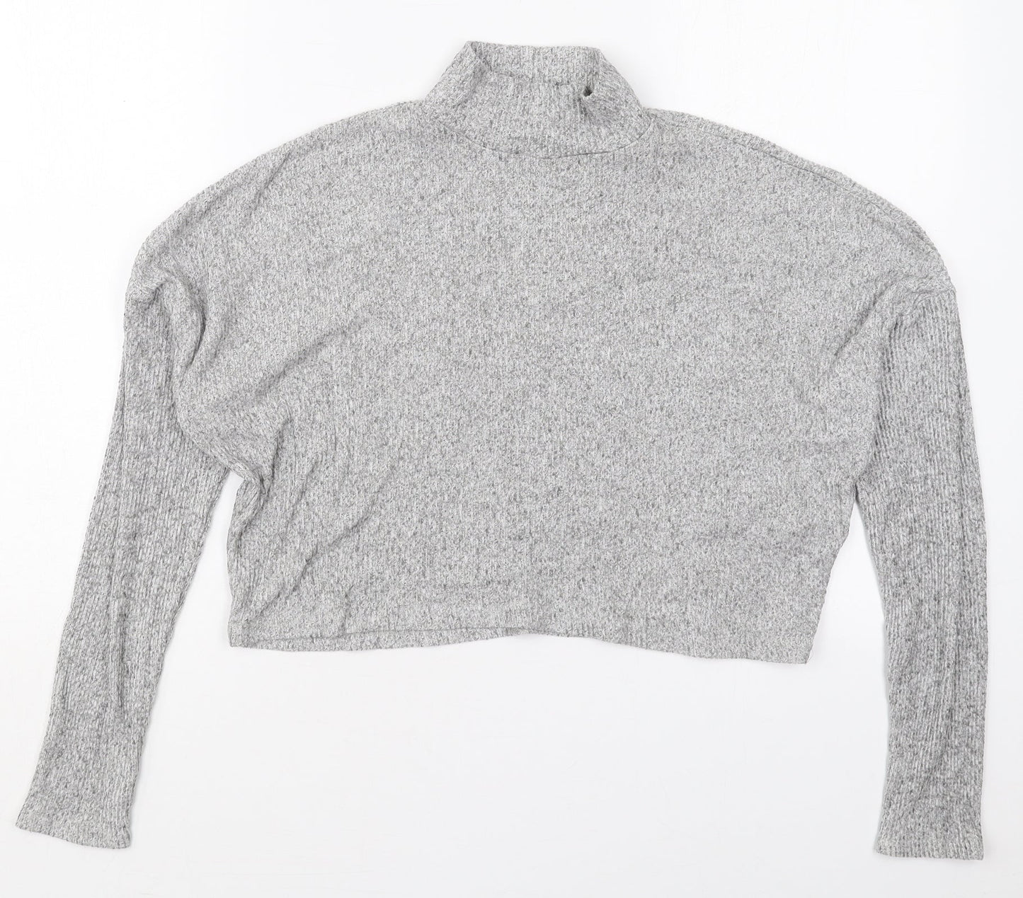 Womens UK Size 8 Topshop Grey Cropped T-Shirt
