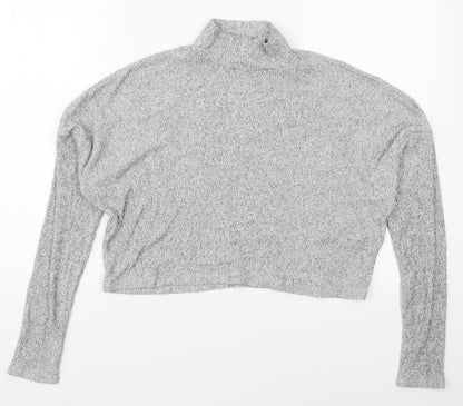 Womens UK Size 8 Topshop Grey Cropped T-Shirt