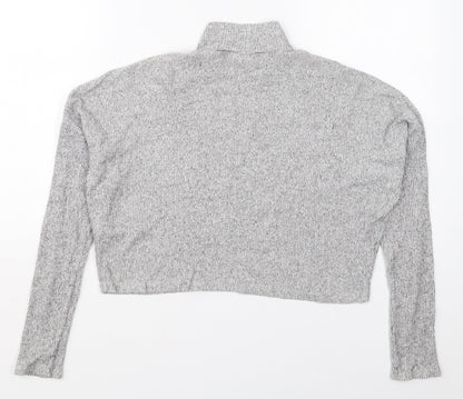 Womens UK Size 8 Topshop Grey Cropped T-Shirt