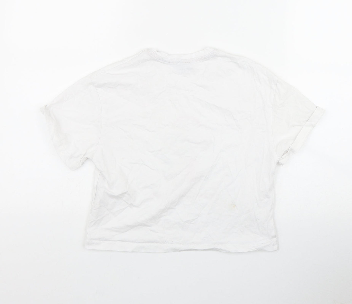 New Look Girls White  Cotton Basic T-Shirt Size XS Round Neck Pullover - 'Up to snow good'