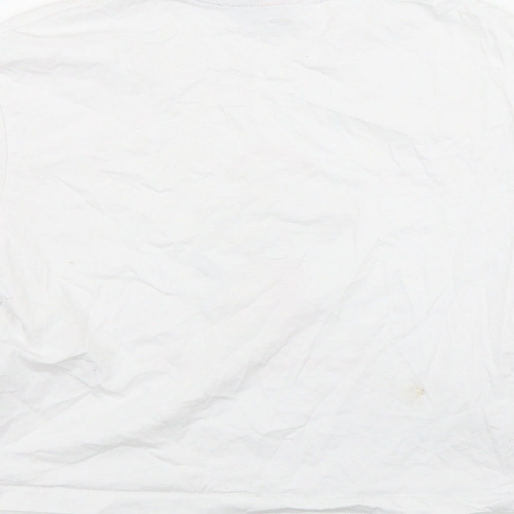 New Look Girls White  Cotton Basic T-Shirt Size XS Round Neck Pullover - 'Up to snow good'