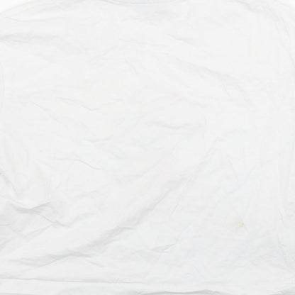 New Look Girls White  Cotton Basic T-Shirt Size XS Round Neck Pullover - 'Up to snow good'