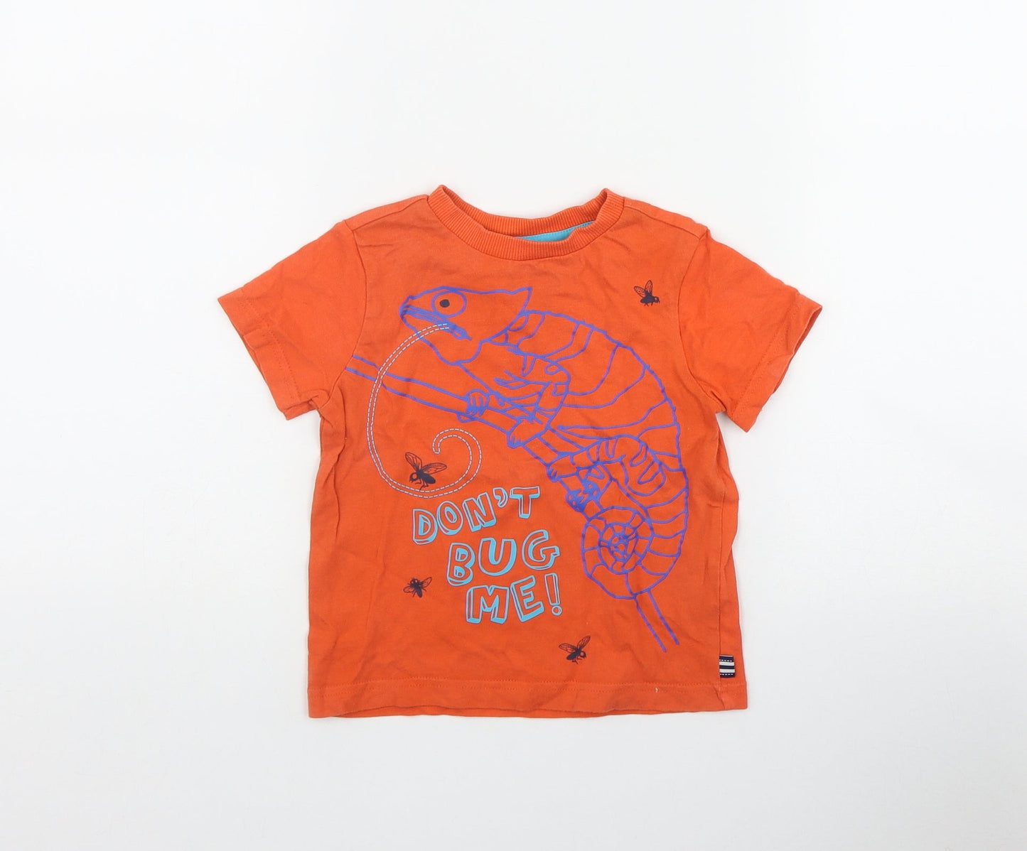 F&F Boys Orange  Cotton Basic T-Shirt Size 18-24 Months Round Neck Pullover - Chameleon