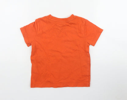 F&F Boys Orange  Cotton Basic T-Shirt Size 18-24 Months Round Neck Pullover - Chameleon