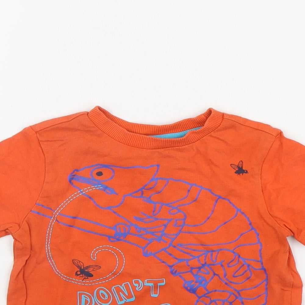 F&F Boys Orange  Cotton Basic T-Shirt Size 18-24 Months Round Neck Pullover - Chameleon