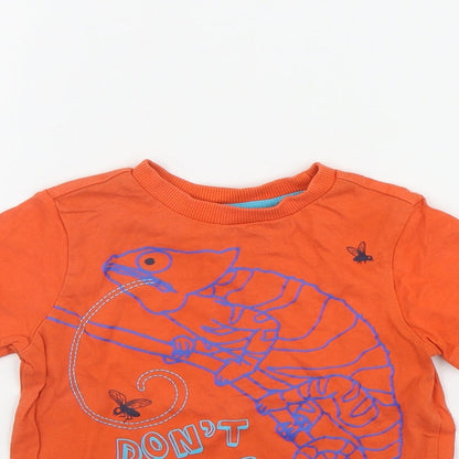 F&F Boys Orange  Cotton Basic T-Shirt Size 18-24 Months Round Neck Pullover - Chameleon