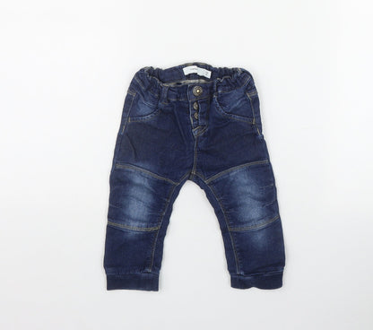 name it Boys Blue  Cotton Jogger Jeans Size 6-9 Months  Pullover