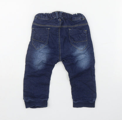 name it Boys Blue  Cotton Jogger Jeans Size 6-9 Months  Pullover