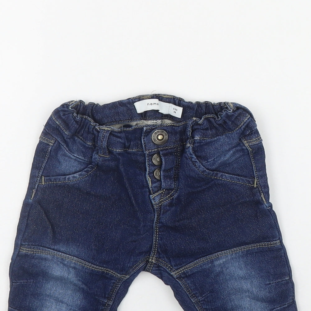 name it Boys Blue  Cotton Jogger Jeans Size 6-9 Months  Pullover