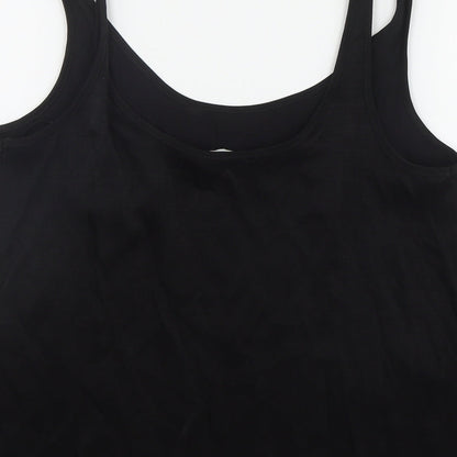 Primark Womens Black  Polyester Basic Tank Size 8 Scoop Neck