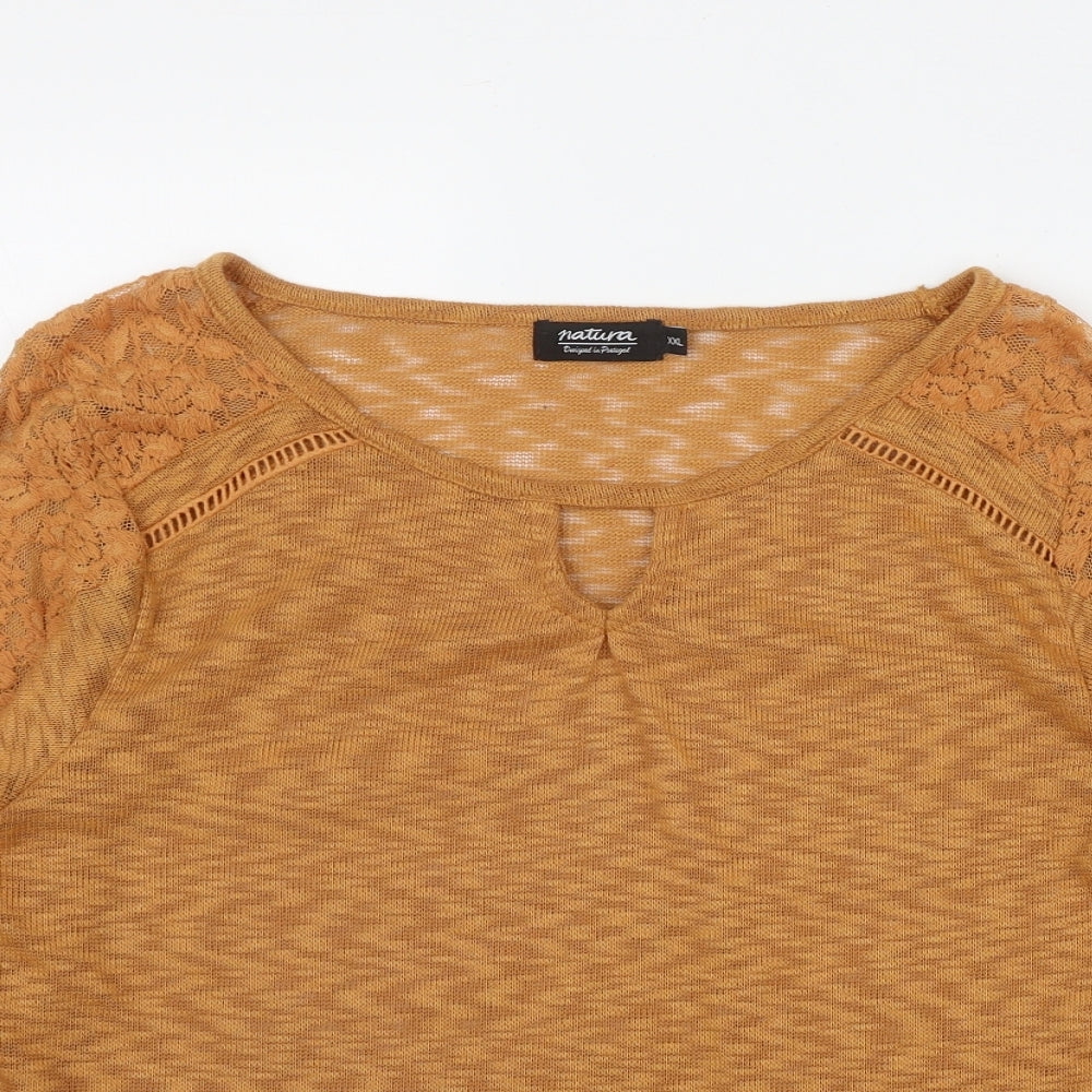 Womens UK Size 2XL Natura Orange Basic T-Shirt
