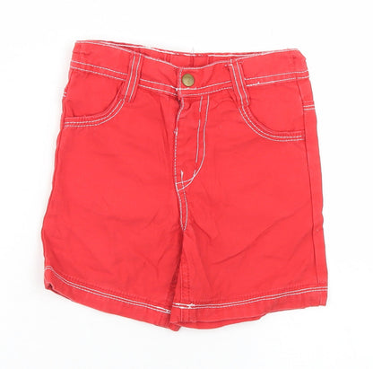 George Boys Red  Cotton Cropped Trousers Size 12-18 Months  Button