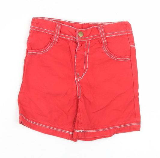 George Boys Red  Cotton Cropped Trousers Size 12-18 Months  Button