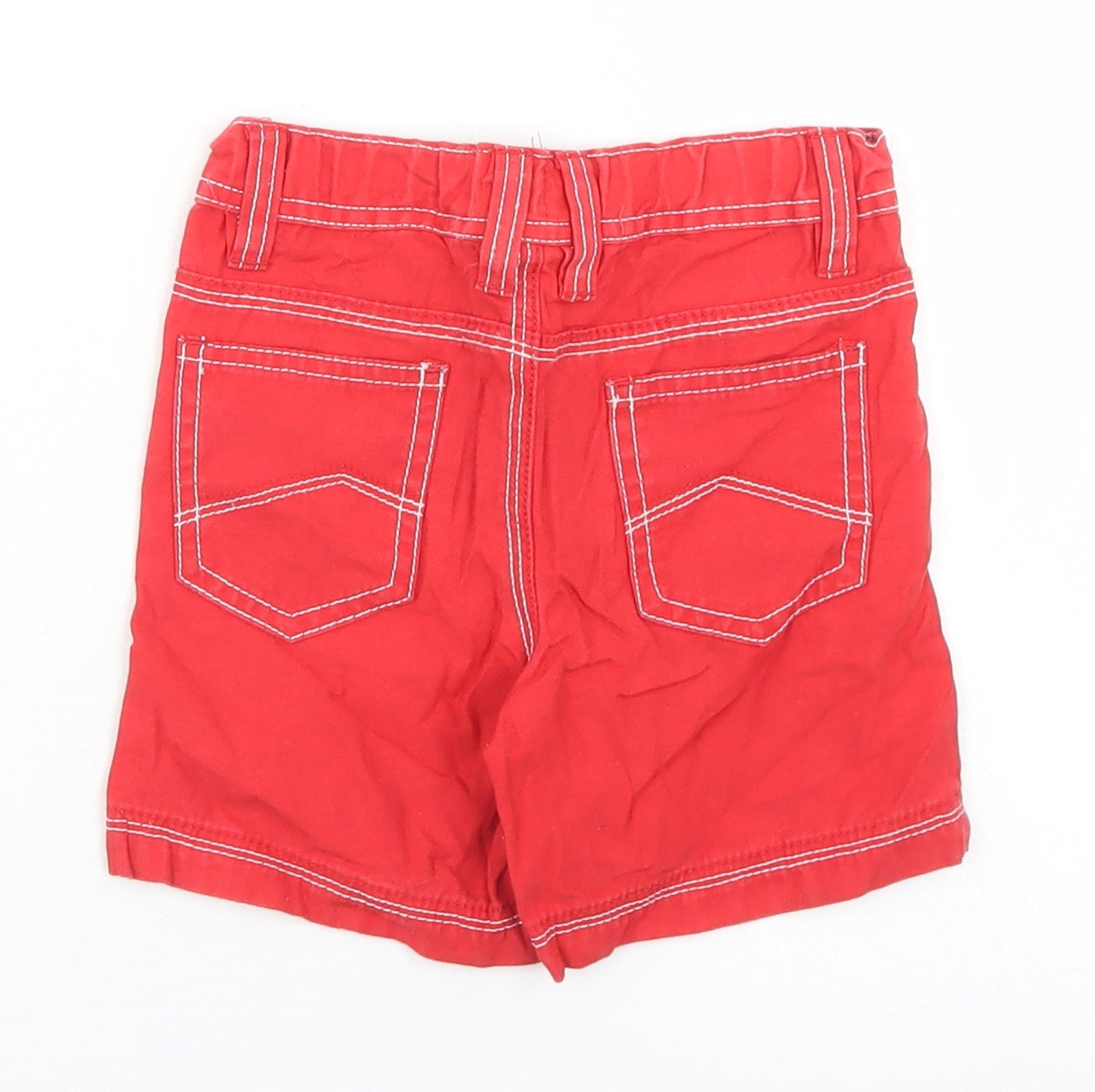 George Boys Red  Cotton Cropped Trousers Size 12-18 Months  Button