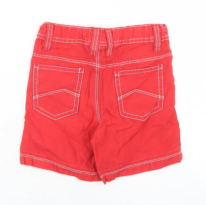 George Boys Red  Cotton Cropped Trousers Size 12-18 Months  Button