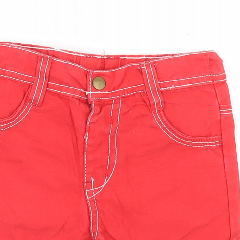 George Boys Red  Cotton Cropped Trousers Size 12-18 Months  Button