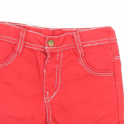 George Boys Red  Cotton Cropped Trousers Size 12-18 Months  Button