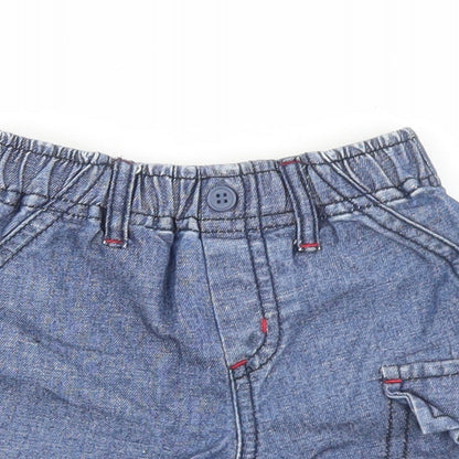 NEXT Girls Blue  Linen Cropped Trousers Size 3-6 Months