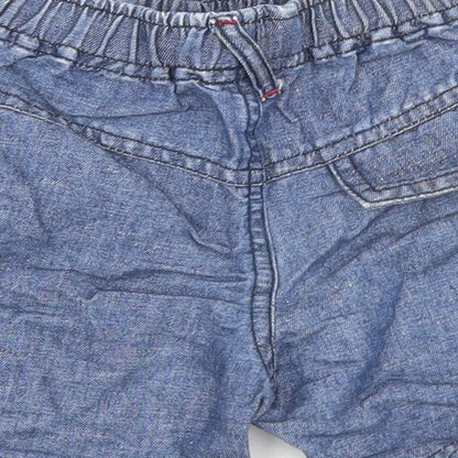 NEXT Girls Blue  Linen Cropped Trousers Size 3-6 Months