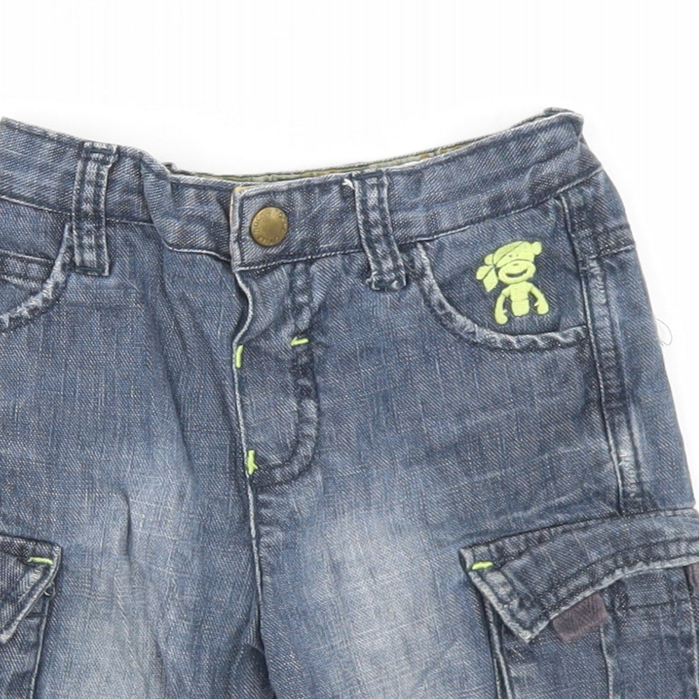 Rocha Little Rocha Boys Blue  Cotton Cropped Jeans Size 12-18 Months  Snap
