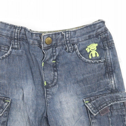 Rocha Little Rocha Boys Blue  Cotton Cropped Jeans Size 12-18 Months  Snap