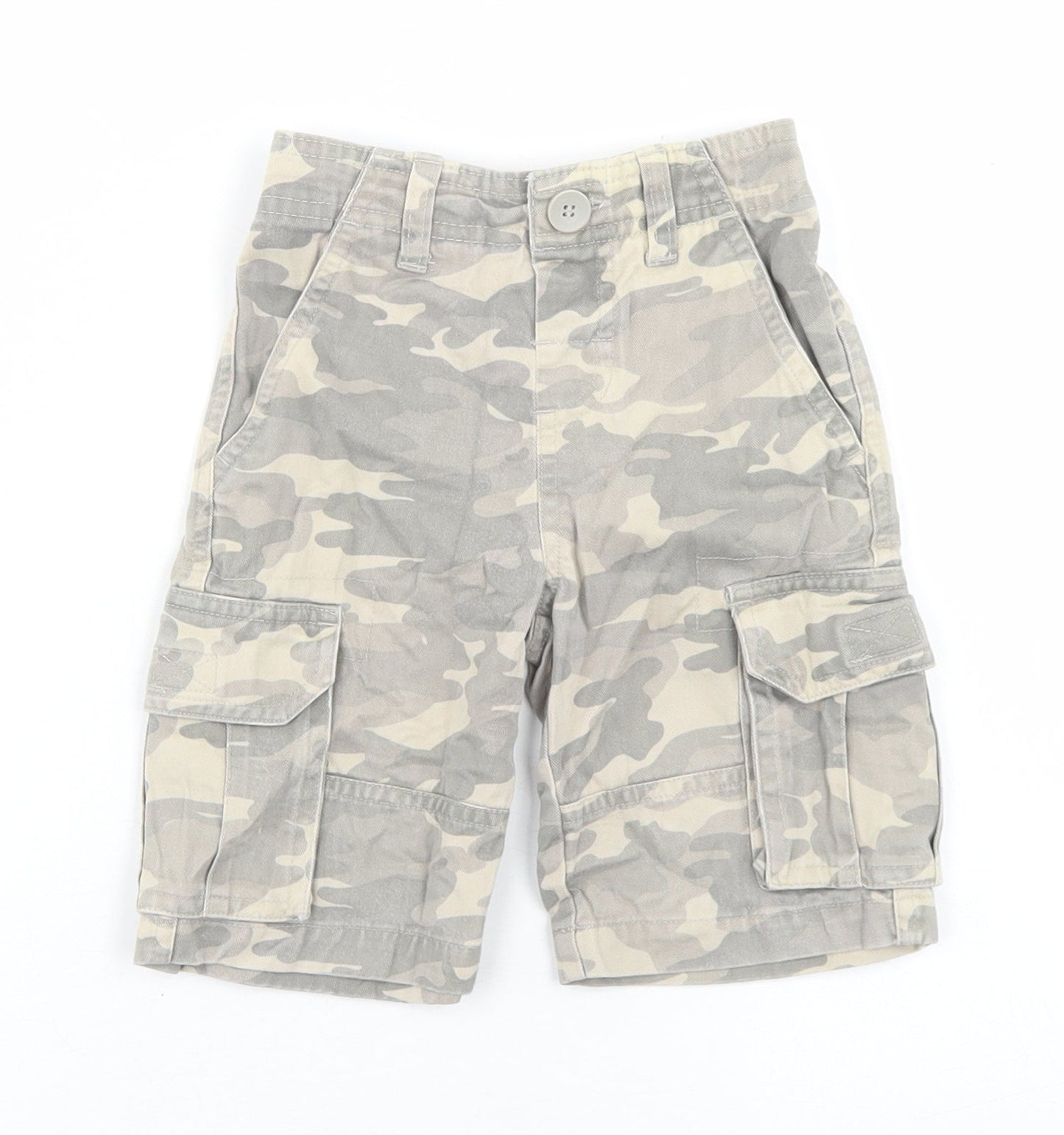 Marks and Spencer Boys Green Camouflage Polyester Cargo Trousers Size 12-18 Months  Button