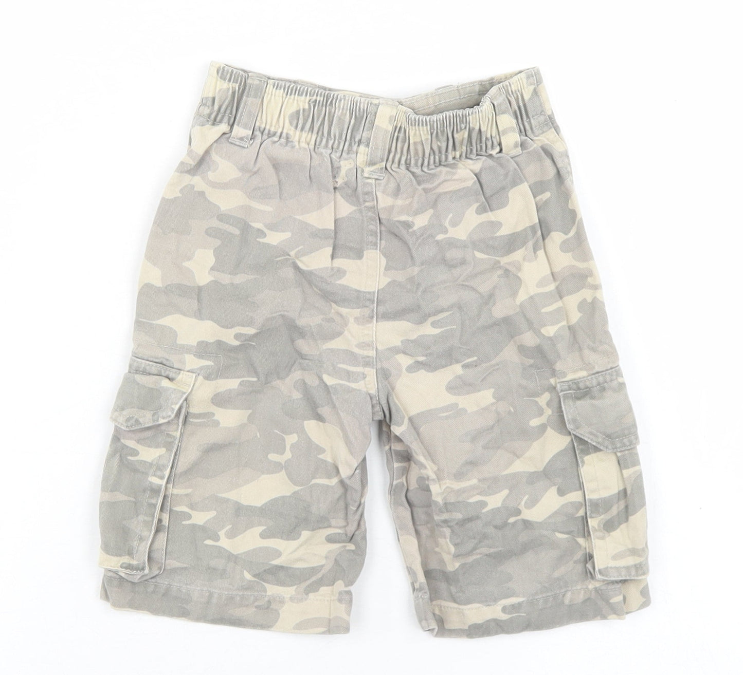 Marks and Spencer Boys Green Camouflage Polyester Cargo Trousers Size 12-18 Months  Button
