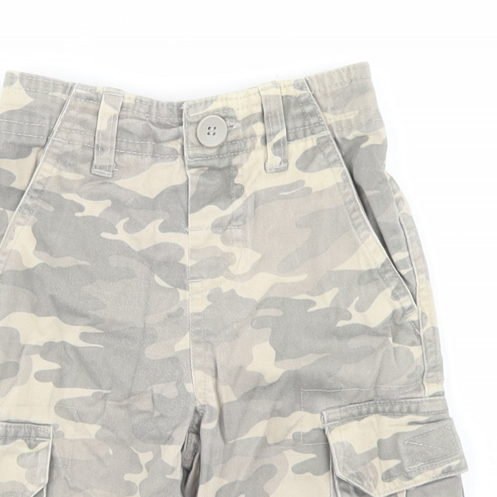 Marks and Spencer Boys Green Camouflage Polyester Cargo Trousers Size 12-18 Months  Button