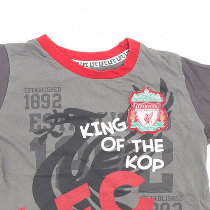 Marks and Spencer Boys Grey  Cotton Basic T-Shirt Size 3-4 Years Crew Neck  - Liverpool FC