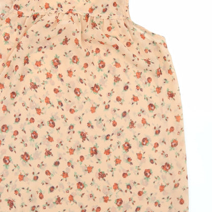 E-vie Womens Beige Floral Polyester Basic Blouse Size 12 Round Neck