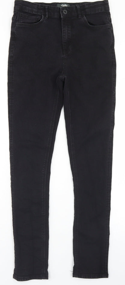 Studio Girls Black  Cotton Skinny Jeans Size 13-14 Years  Regular Button