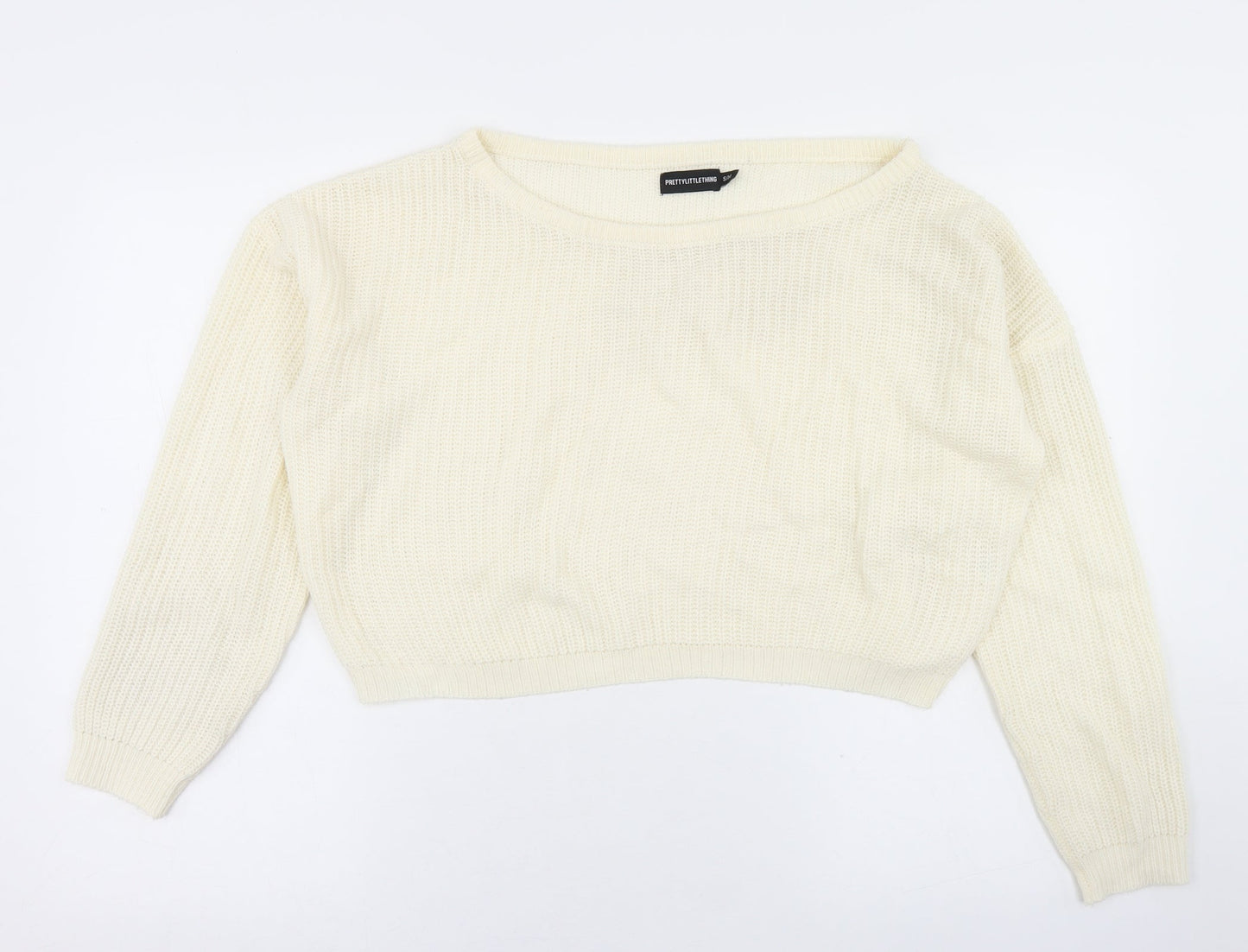 Womens UK Size S PRETTYLITTLETHING White Pullover Jumper