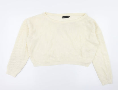 Womens UK Size S PRETTYLITTLETHING White Pullover Jumper