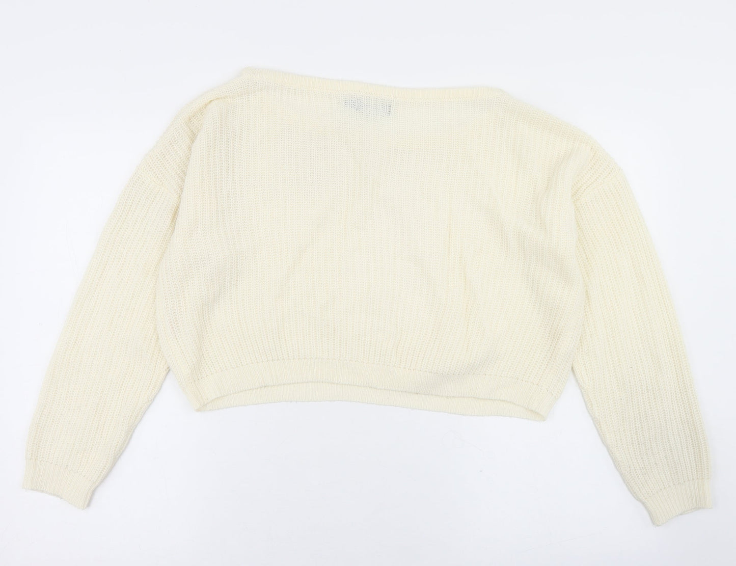 Womens UK Size S PRETTYLITTLETHING White Pullover Jumper