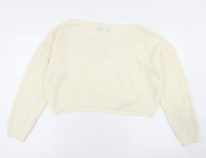 Womens UK Size S PRETTYLITTLETHING White Pullover Jumper
