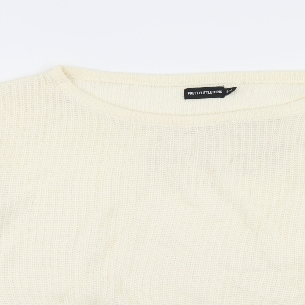 Womens UK Size S PRETTYLITTLETHING White Pullover Jumper