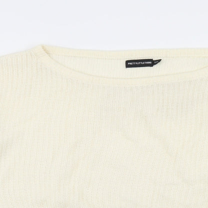 Womens UK Size S PRETTYLITTLETHING White Pullover Jumper