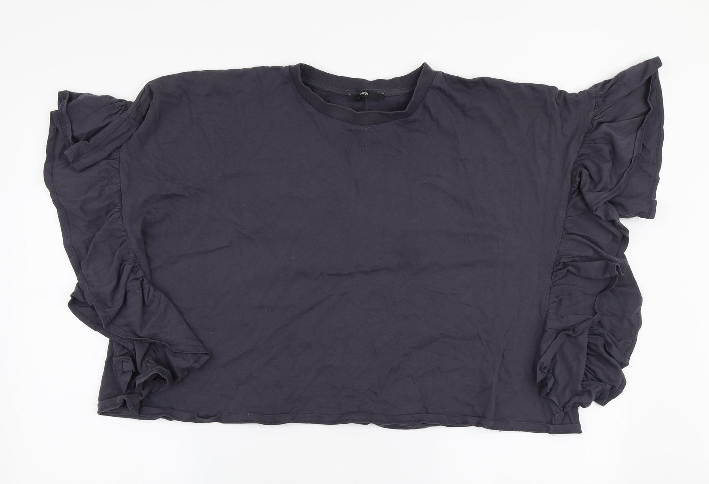 George Womens Grey  100% Cotton Jersey Blouse Size 16 Round Neck