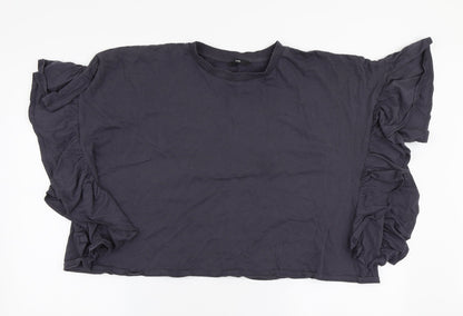 George Womens Grey  100% Cotton Jersey Blouse Size 16 Round Neck