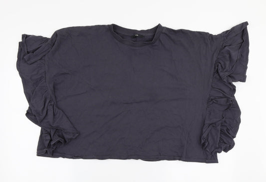 George Womens Grey  100% Cotton Jersey Blouse Size 16 Round Neck