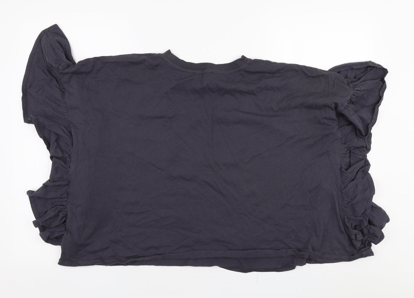 George Womens Grey  100% Cotton Jersey Blouse Size 16 Round Neck