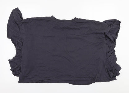 George Womens Grey  100% Cotton Jersey Blouse Size 16 Round Neck