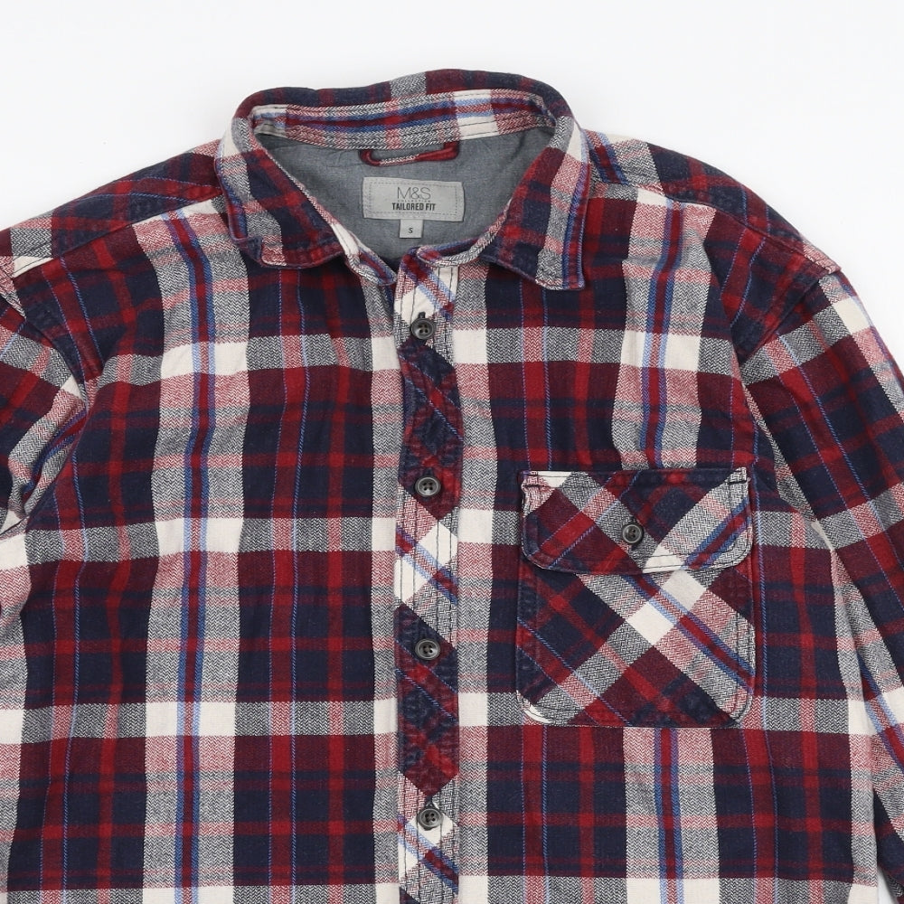 Mens UK Size S Marks and Spencer Multicoloured  Button-Up Long Sleeve Casual Shi