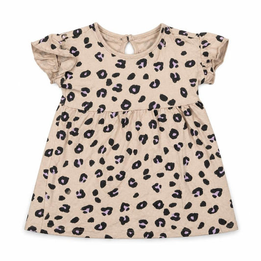 George Girls Beige Animal Print 100% Cotton Skater Dress  Size 9-12 Months  Round Neck Pullover
