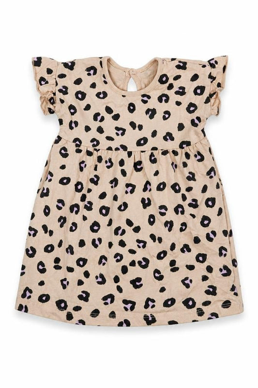 George Girls Beige Animal Print 100% Cotton Skater Dress  Size 9-12 Months  Round Neck Pullover