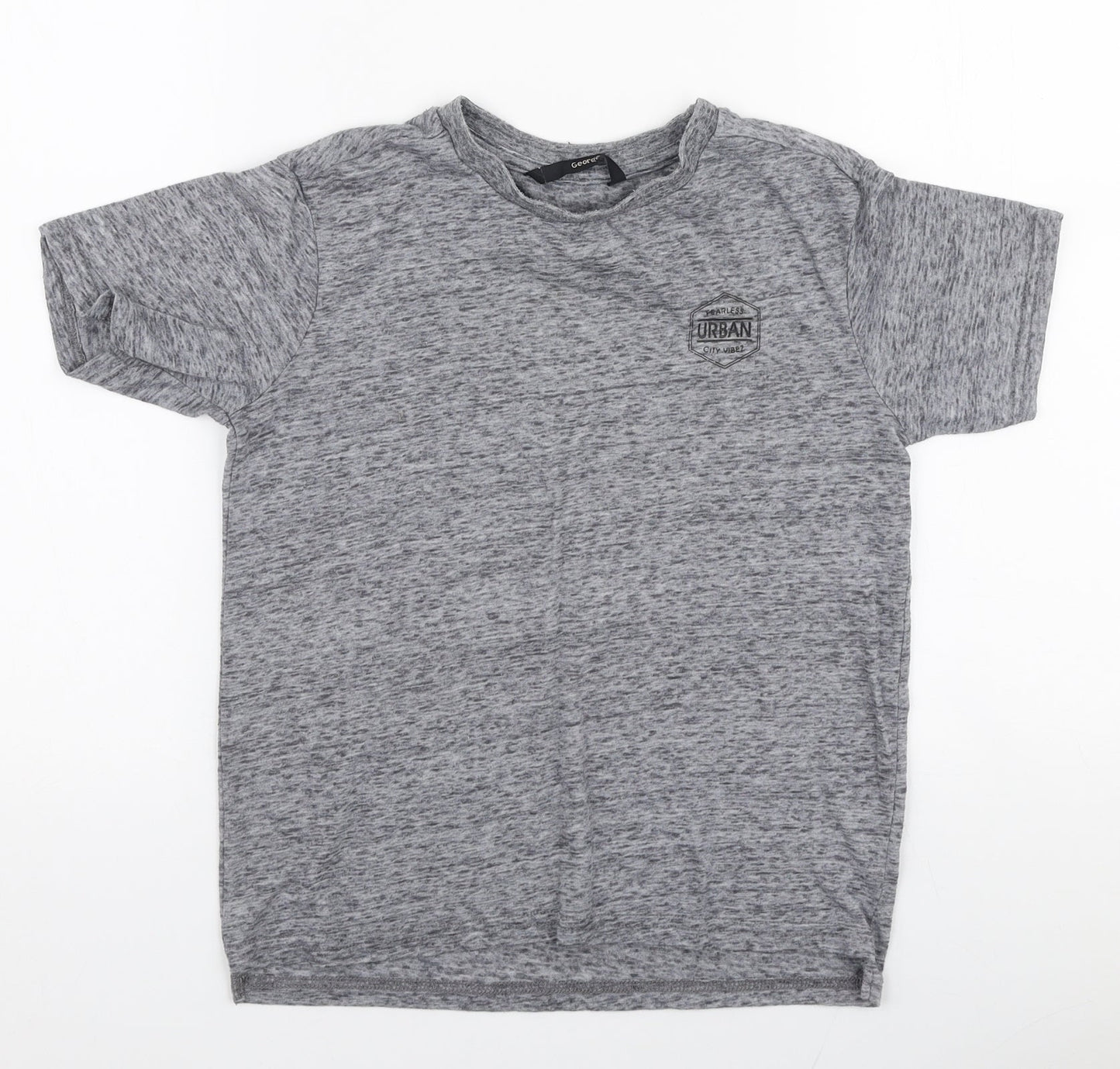 George Boys Grey  Polyester Jersey T-Shirt Size 7-8 Years Round Neck Pullover - Urban
