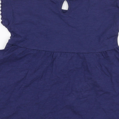 George Girls Blue  Cotton Skater Dress  Size 18-24 Months  Round Neck Button
