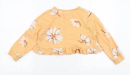 NEXT Girls Orange Floral 100% Cotton Pullover Sweatshirt Size 8 Years  Pullover - Hello