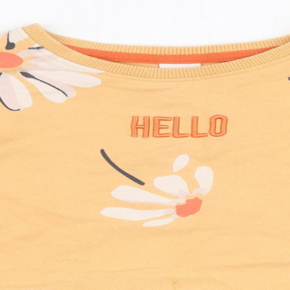 NEXT Girls Orange Floral 100% Cotton Pullover Sweatshirt Size 8 Years  Pullover - Hello