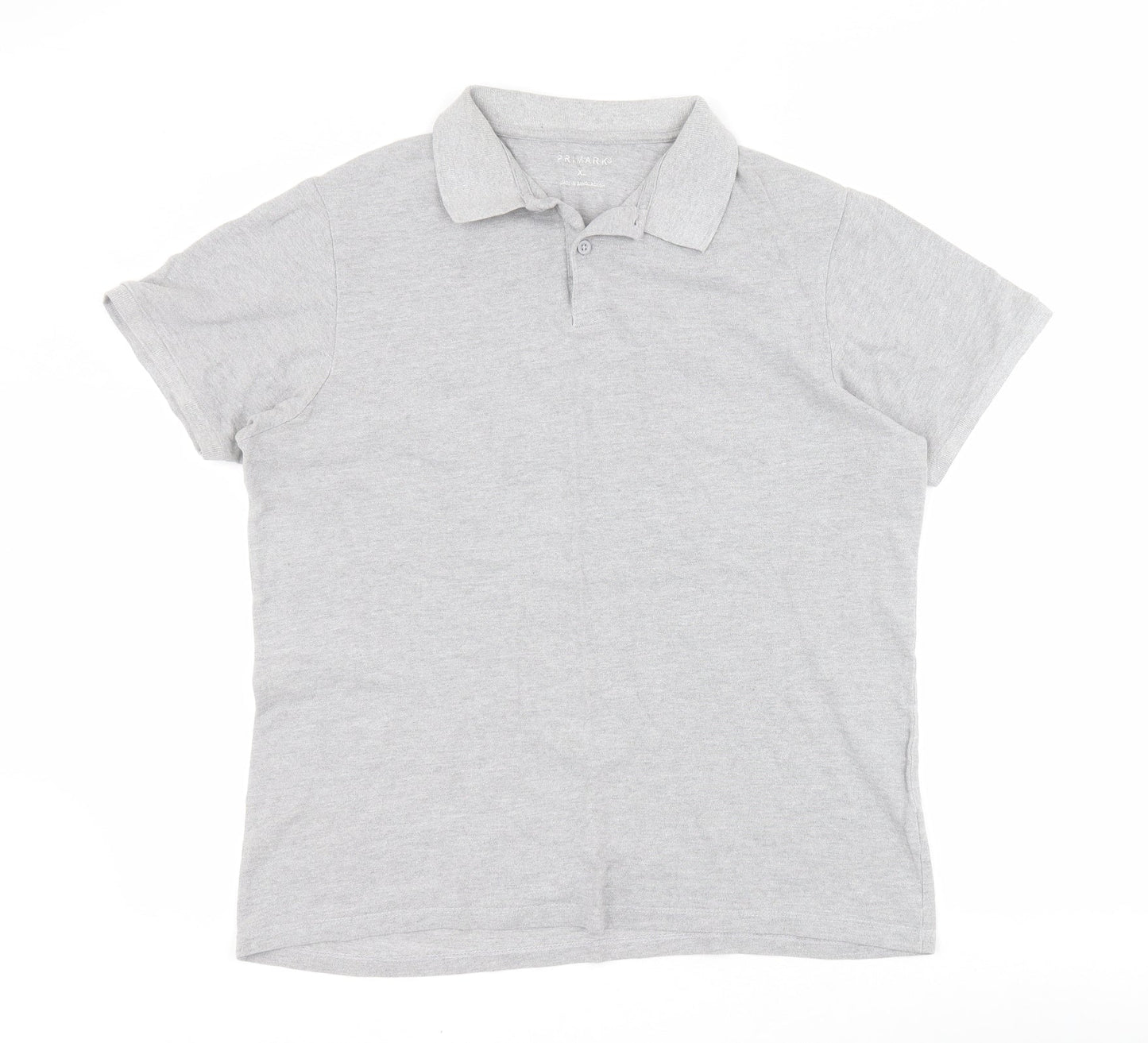 Primark Mens Grey  Cotton  Polo Size XL Collared Button